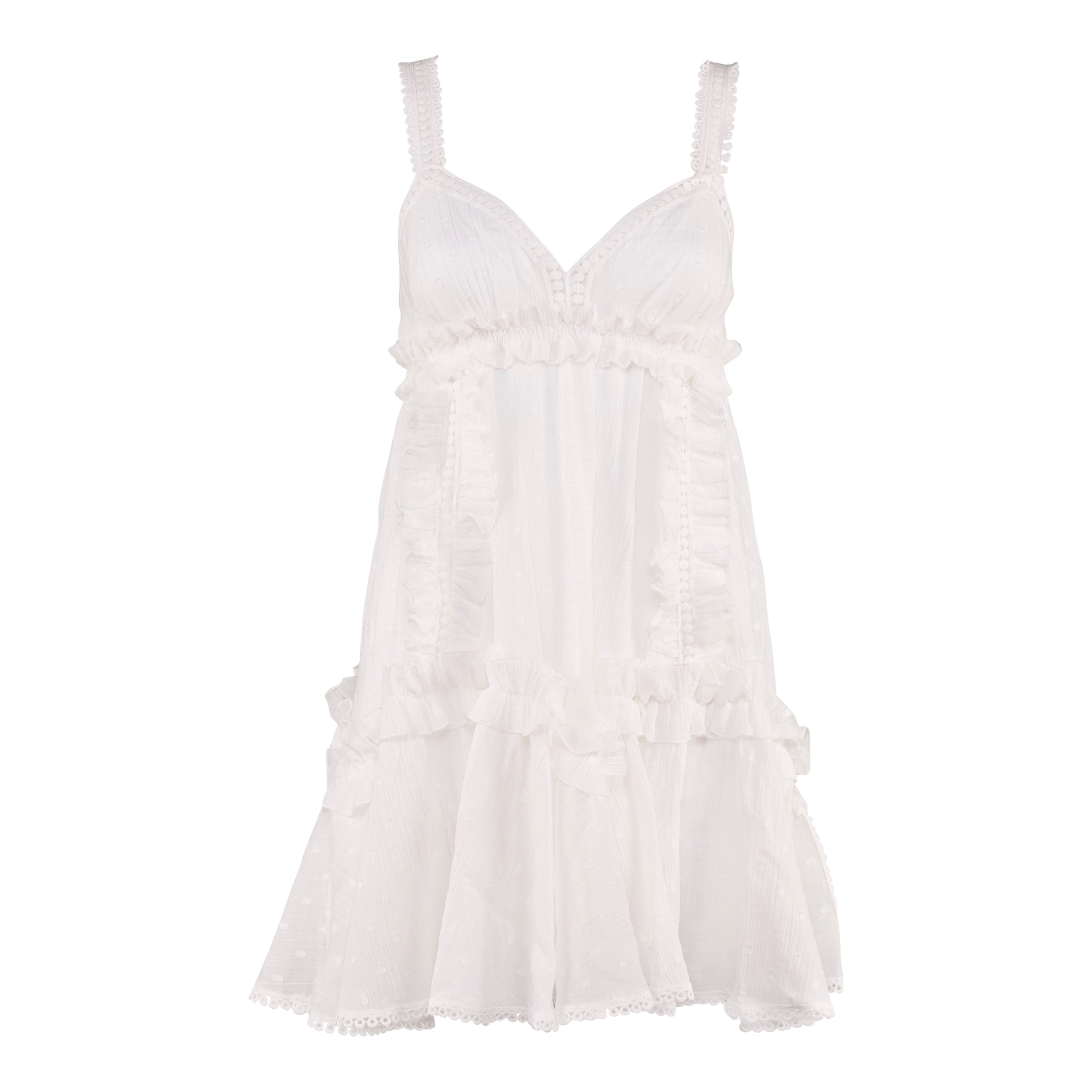 white lace dress with black collar White Lace Taffeta Dress – self-portrait