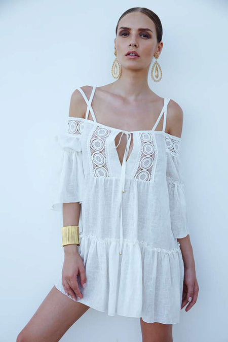 MACRAME LACE LINEN DRESS